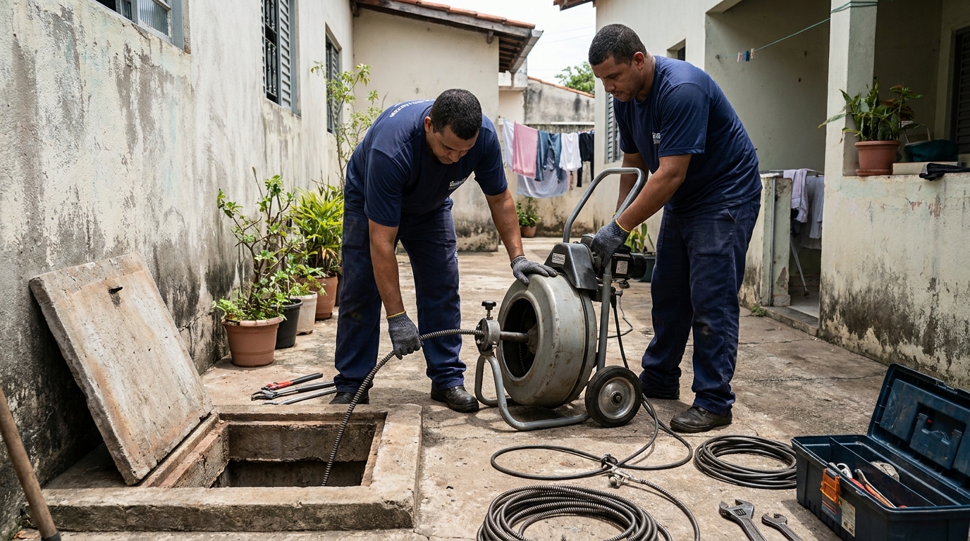 Desentupimento de Coluna Sanitária no Centro, Indaiatuba‑SP